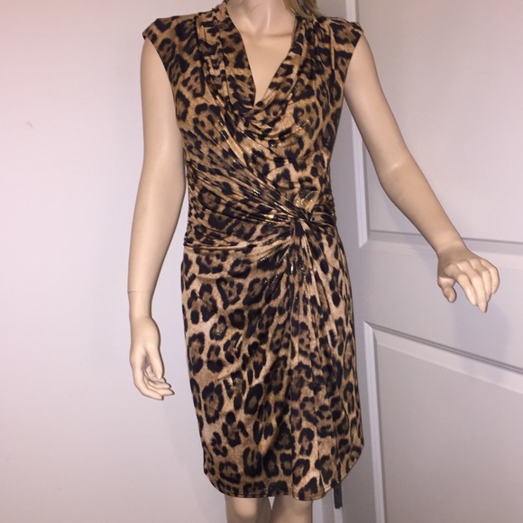 Cartise Leopard Lame Surplice Dress - Picture 2 of 6